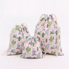 Canvas Candy Gift Bags for Children Cactus Beam Port Drawstring Bags Small Jewelry Gift Storage Bags