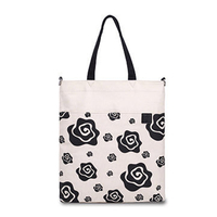 Canvas Casual White Flower Pattern Handbag Shoulder Bags