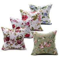 Canvas Flower Printed Throw Pillow Case Sofa Back Car Cushion Cover Home Decor