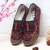 Canvas Flower Slip On Casual Pattern Stripe Button Flat Loafers