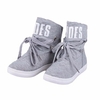Canvas Letter Ankle Lace Up Metal Casual Flat Bowknot Boots