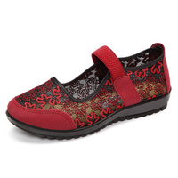 Canvas Mesh Flower Breathable Elastic Flat Embroidered National Wind Shoes
