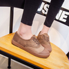 Canvas Pure Color Lace Up Warm Fur Flat Casual Shoes