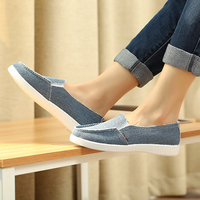 Canvas Pure Color Slip On Breathable Anti Skid Casual Flat Shoes