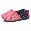 Canvas Star And Stripe Color Match Round Toe Slip On Flat Shoes