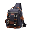 Canvas With Leather Chest Bag Casual Vintage Shoulder Crossbody Bag For Men