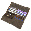 Canvas With Leather Wallet 6 Card Slots Vintage Casual Waterproof Clutch Bag Coin Bag For Men