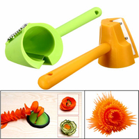 Carrot Garnishes Stainless Steel Cucumber Flower Curler Deco Maker Long Handle Vegetable Slicer