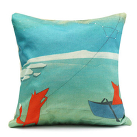 Cartoon Fox Cotton Linen Throw Pillow Case Cushion Cover Home Sofa Decor