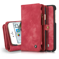 Caseme Retro Multi-slot Split Magnetic Leather Wallet Zipper Case For iPhone 6 6S 4.7 Inch