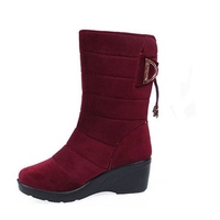 Cashmere Warm Round Toe Mid Calf Snow Boots