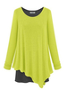Casual Asymmetrical Long Sleeve Round Neck Women T-Shirt