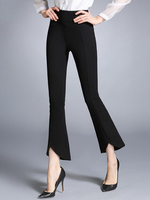 Casual Black High Waist Slim Asymmetric Flares Pants For Women