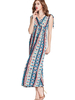 Casual Bohemian Floral Printed V-Neck Maxi Dress For Women