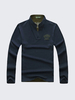 Casual Breathable Cotton Solid Color Stand Collar Long Sleeve T-Shirt For Men