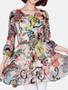 Casual Bud Sleeves Printed Chiffon Shirts For Women