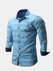Casual Business Fashion Stripes Printing Slim Long Sleeve Dress Shirts for Men