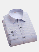 Casual Business Plaid Printing Thicken Warm Long Sleeve Dress Shirts for Men
