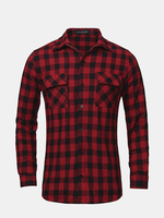 Casual Business Plaids Slim Fit Back Printing Long Sleeve Dress Shirts for Men
