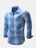 Casual Business Pure Cotton Big Plaids Printing Long Sleeve Dress Shirt For Men