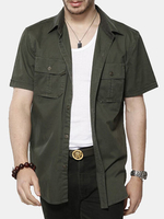 Casual Business Short Sleeve Cotton Blended Uniform Single-breasted Shirts for Men