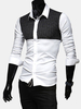 Casual Business Slim Fit Button Front Knit Splicing Formal Long Sleeve Dress Shirts for Men