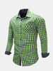 Casual Business Slim Fit Pure Cotton Plaids Printing Long Sleeve Dress Shirts for Men