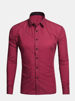 Casual Business Stitching Solid Color Slim Long Sleeve Designer Shirts for Men