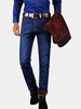Casual Business Thicken Elastic Cotton Slim Denim Mid-Waist Jean for Men