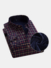 Casual Business Thicken Inside Fleece Keep Warm Plaid Long Sleeve Dress Shirts for Men