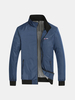Casual Business Thin Pinstripes Embroidered Logo Stand Collar Jacket For Men