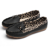 Casual Butterfly Knot Leopard Loafers Pu Flat Shoes