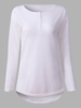 Casual Button Pure Color O-neck Long Sleeve Women T-shirt