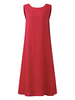 Casual Button Pure Color Sleeveless O-neck Dress For Women