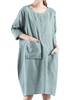 Casual Button Striped Printed Pockets Dresses For Women