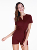 Casual Button Tie Front Short Sleeve V-neck Jumpsuit For Women