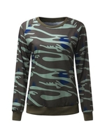 Casual Camouflage Print Long Sleeve O-neck Women Sweatshirt