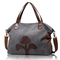 Casual Canvas Large Capacity Handbag Leaves Pattern Shoulder Bags Crossbody Bags