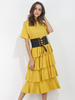Casual Cascading Ruffles Short Sleeveless O-neck Dress For Women