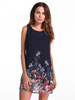 Casual Chiffon Floral Print Sleeveless O-neck Dress For Women
