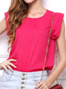 Casual Chiffon Solid Color Sleeveless O-neck Women T-shirt