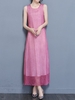 Casual Chiffon Tie Sleeveless O-neck Maxi Dress For Women