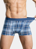 Casual Classical Plaid Printing Cotton Soft Breathable U Convex Pouch Boxers for Men