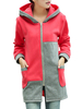 Casual Color Block Long Sleeve Hooded Zipper Coat For Women