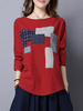 Casual Color Block Patchwork Long Sleeve Tops For Women