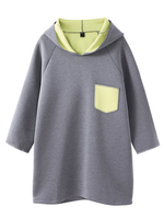 Casual Color Contrast Long Sleeve Rabbit Ears Hat Sweatshirt For Women