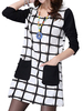 Casual Color Contrast Stitching Pocket Long Sleeve Mini Dress For Women