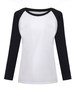 Casual Contrast Color Long Sleeve O Neck Women T-Shirts