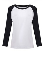 Casual Contrast Color Long Sleeve O Neck Women T-Shirts