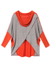 Casual Contrast Irregular Batwing Loose Patchwork Cotton Women T-shirt